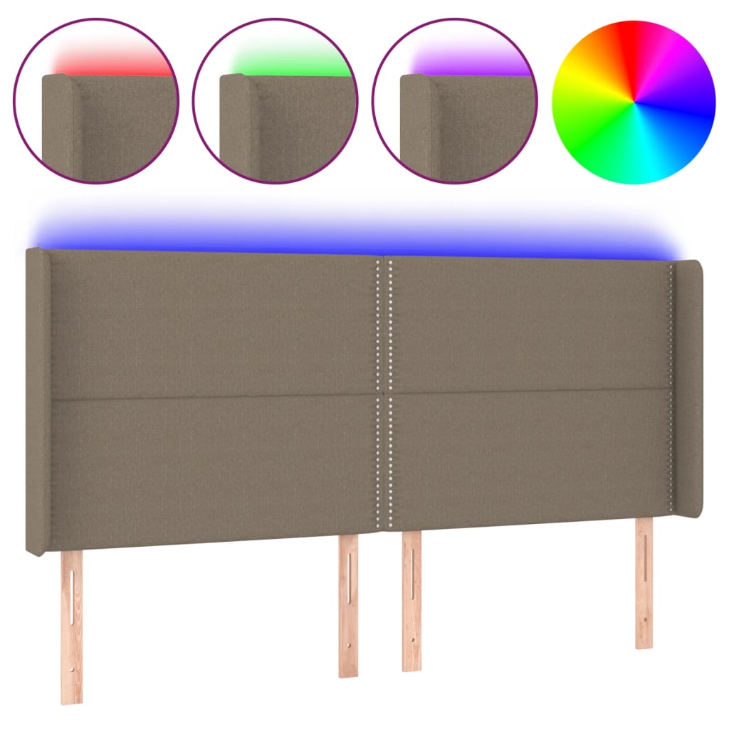 tópszínű szövet LED-es fejtámla 183x16x118/128 cm