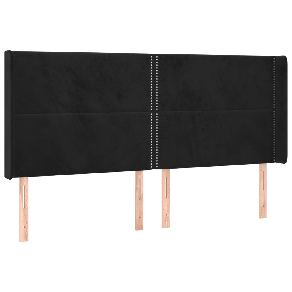fekete bársony LED-es fejtámla 203x16x118/128 cm