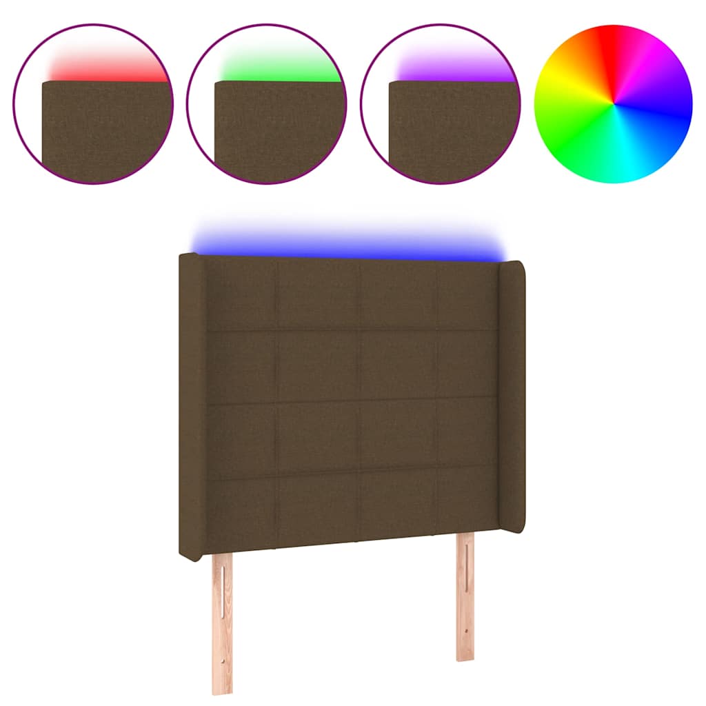 sötétbarna szövet LED-es fejtámla 83x16x118/128 cm