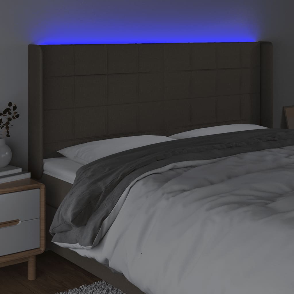 tópszínű szövet LED-es fejtámla 183x16x118/128 cm