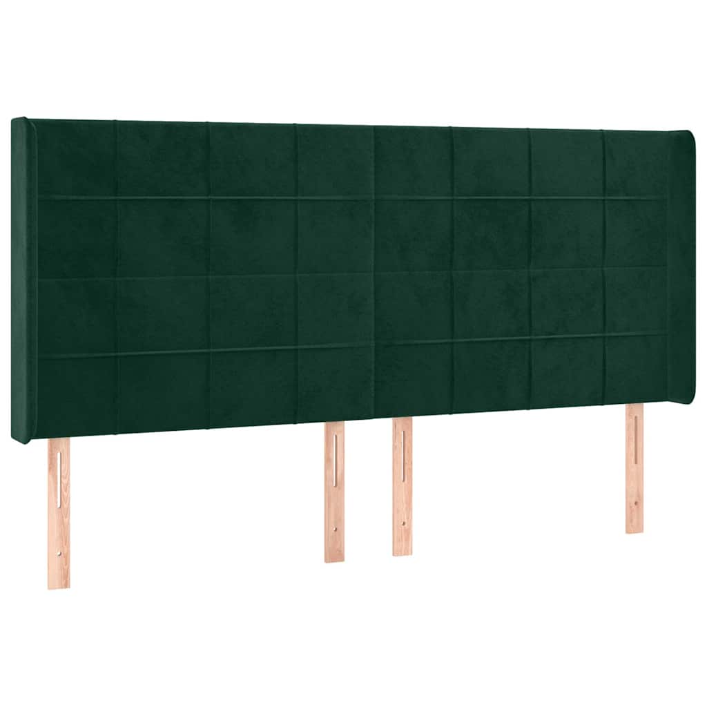 sötétzöld bársony LED-es fejtámla 183x16x118/128 cm
