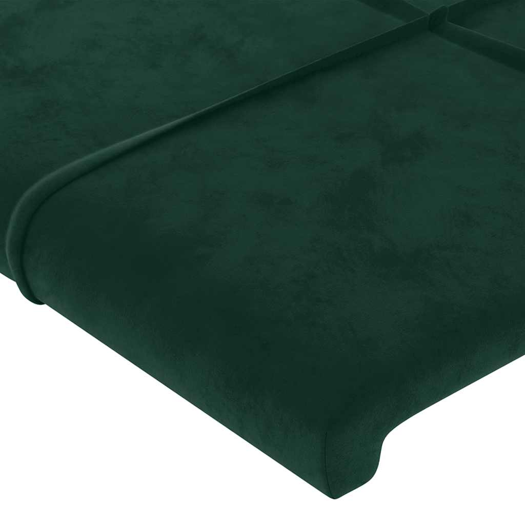 sötétzöld bársony LED-es fejtámla 183x16x118/128 cm