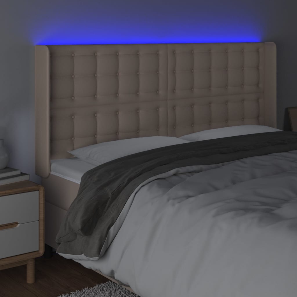 kávészínű műbőr LED-es fejtámla 163x16x118/128 cm
