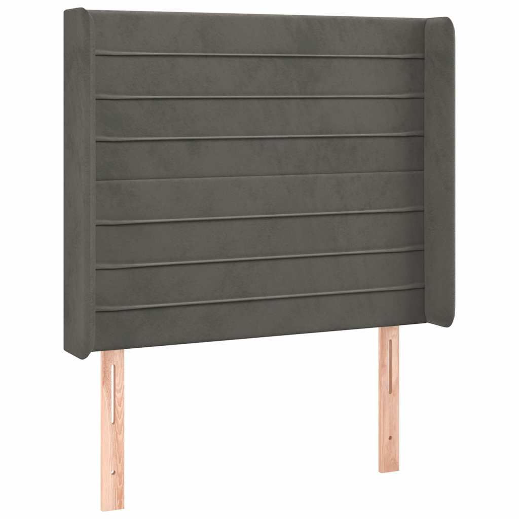 sötétszürke bársony LED-es fejtámla 83x16x118/128 cm