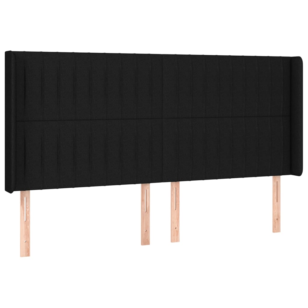fekete szövet LED-es fejtámla 203x16x118/128 cm