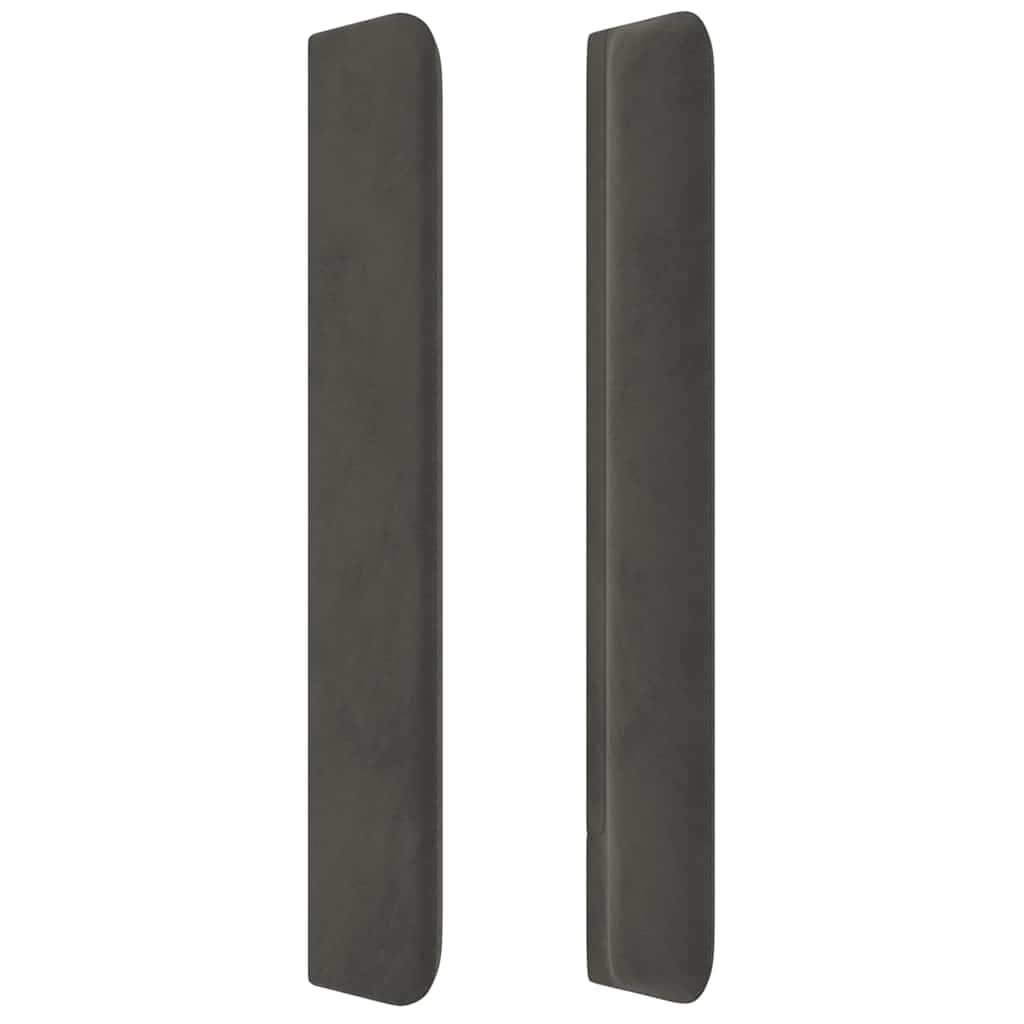 sötétszürke bársony LED-es fejtámla 163x16x118/128 cm