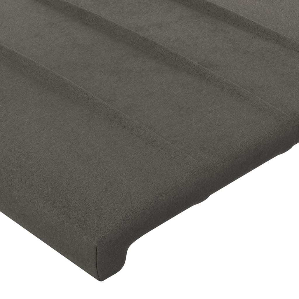 sötétszürke bársony LED-es fejtámla 163x16x118/128 cm
