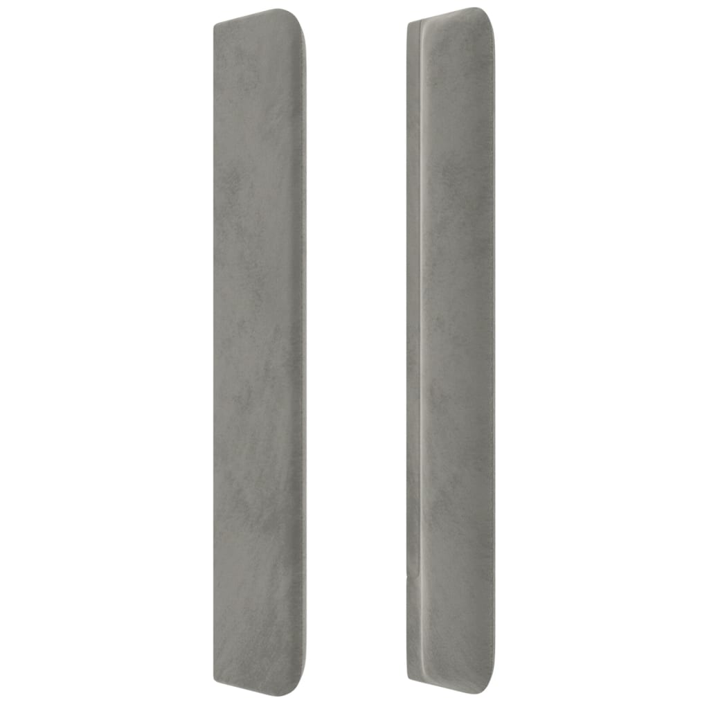 világosszürke bársony LED-es fejtámla 183x16x118/128 cm