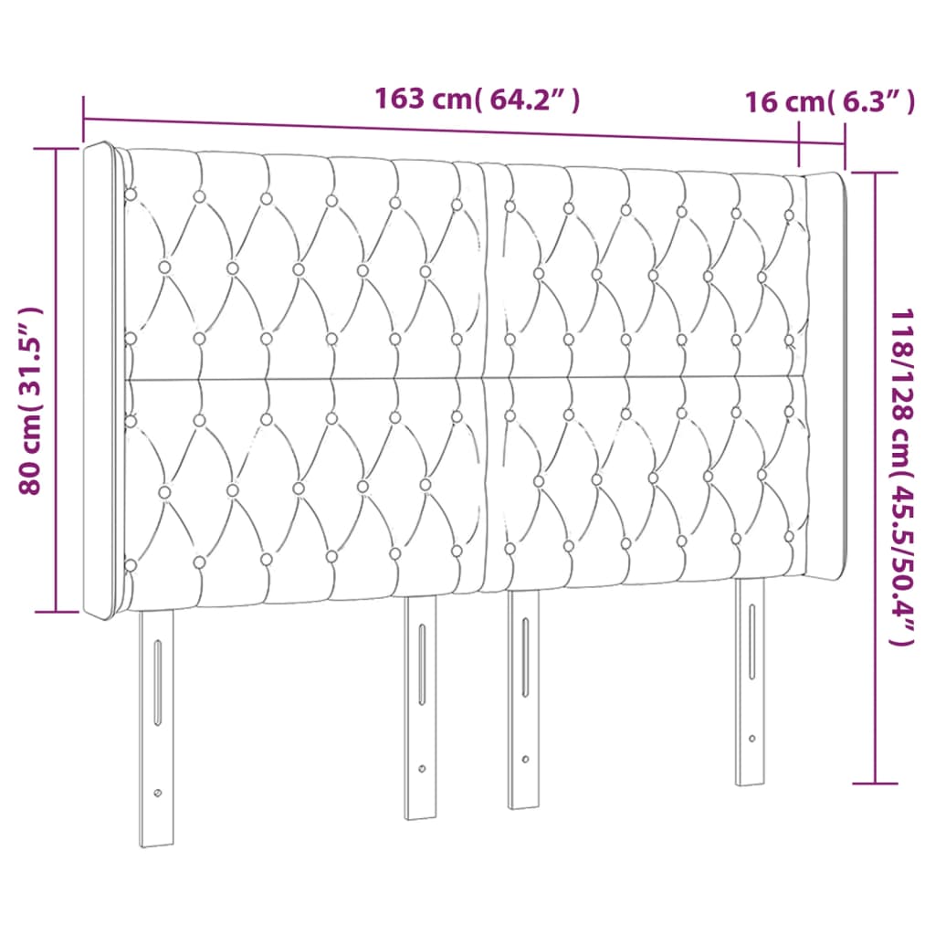 sötétszürke szövet LED-es fejtámla 163x16x118/128 cm