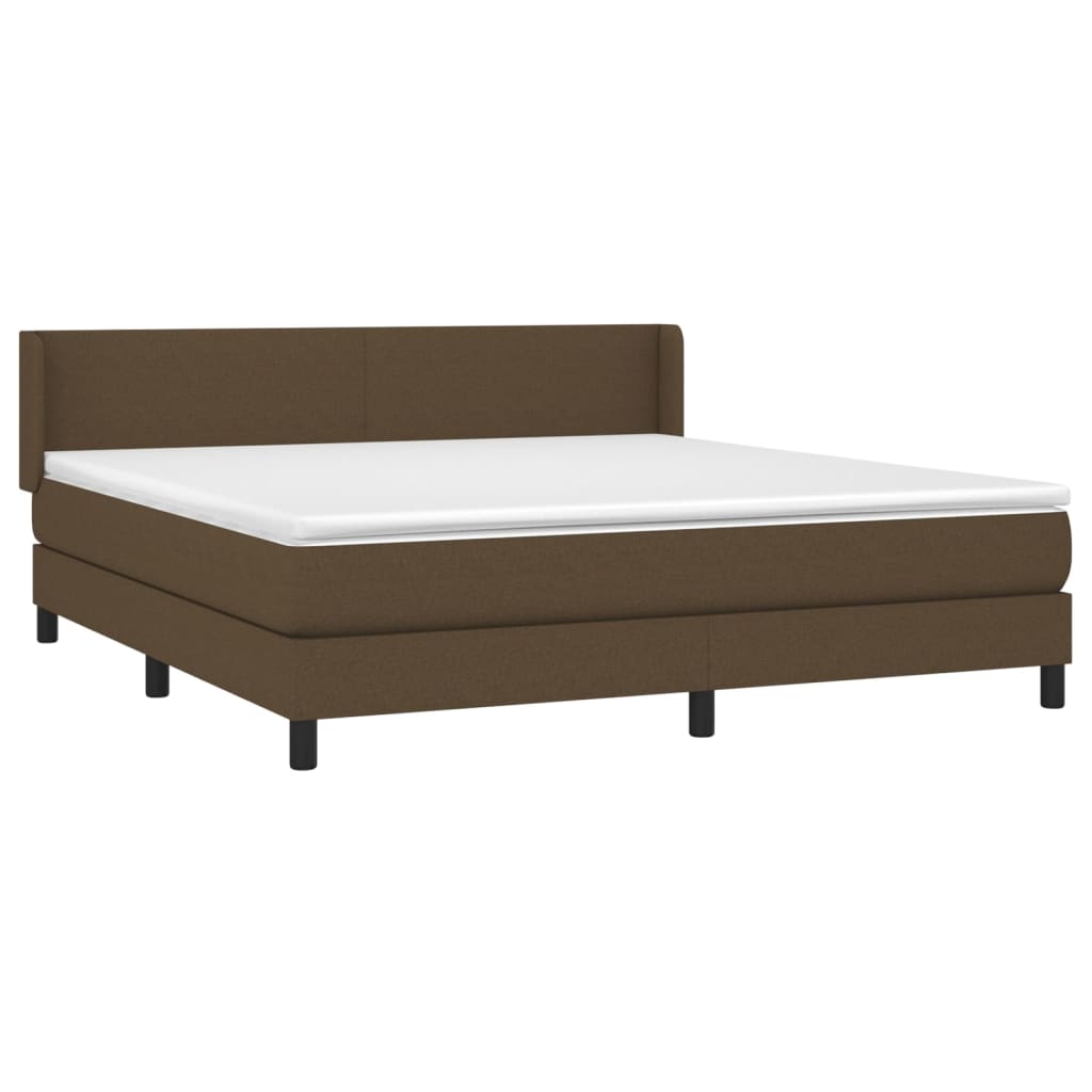 sötétbarna szövet rugós ágy matraccal 180 x 200 cm