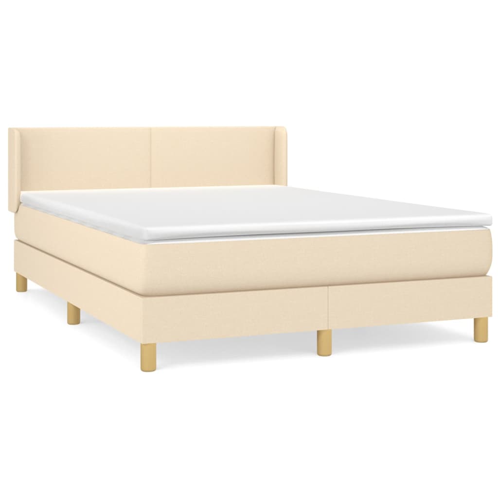 krémszínű szövet rugós ágy matraccal 140 x 190 cm