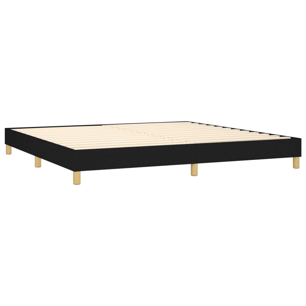 fekete szövet rugós ágy matraccal 200 x 200 cm