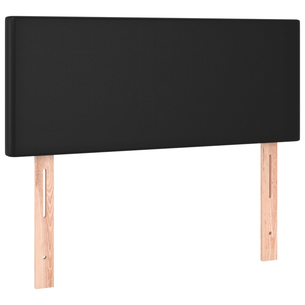 fekete műbőr rugós ágy matraccal 90 x 200 cm