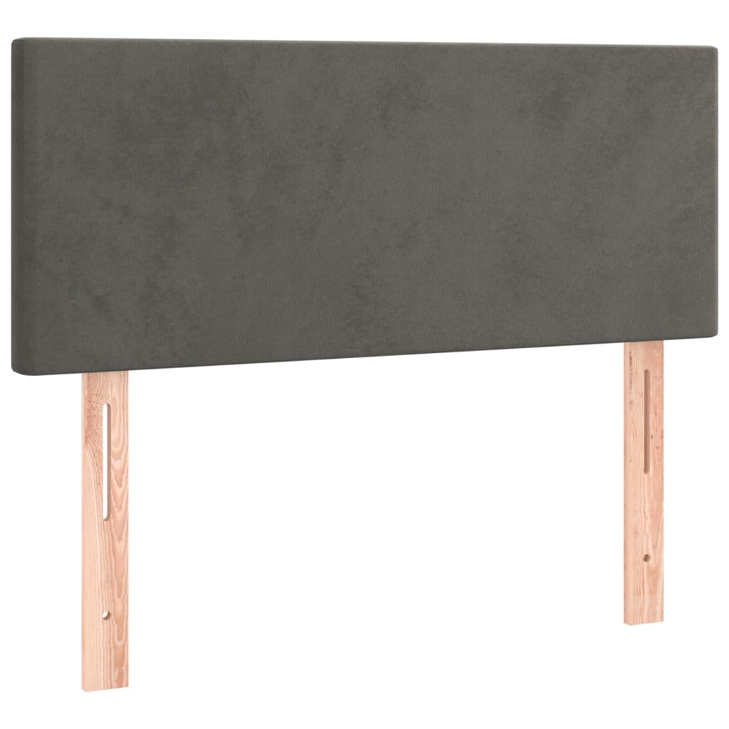 sötétszürke bársony rugós ágy matraccal 90x190 cm