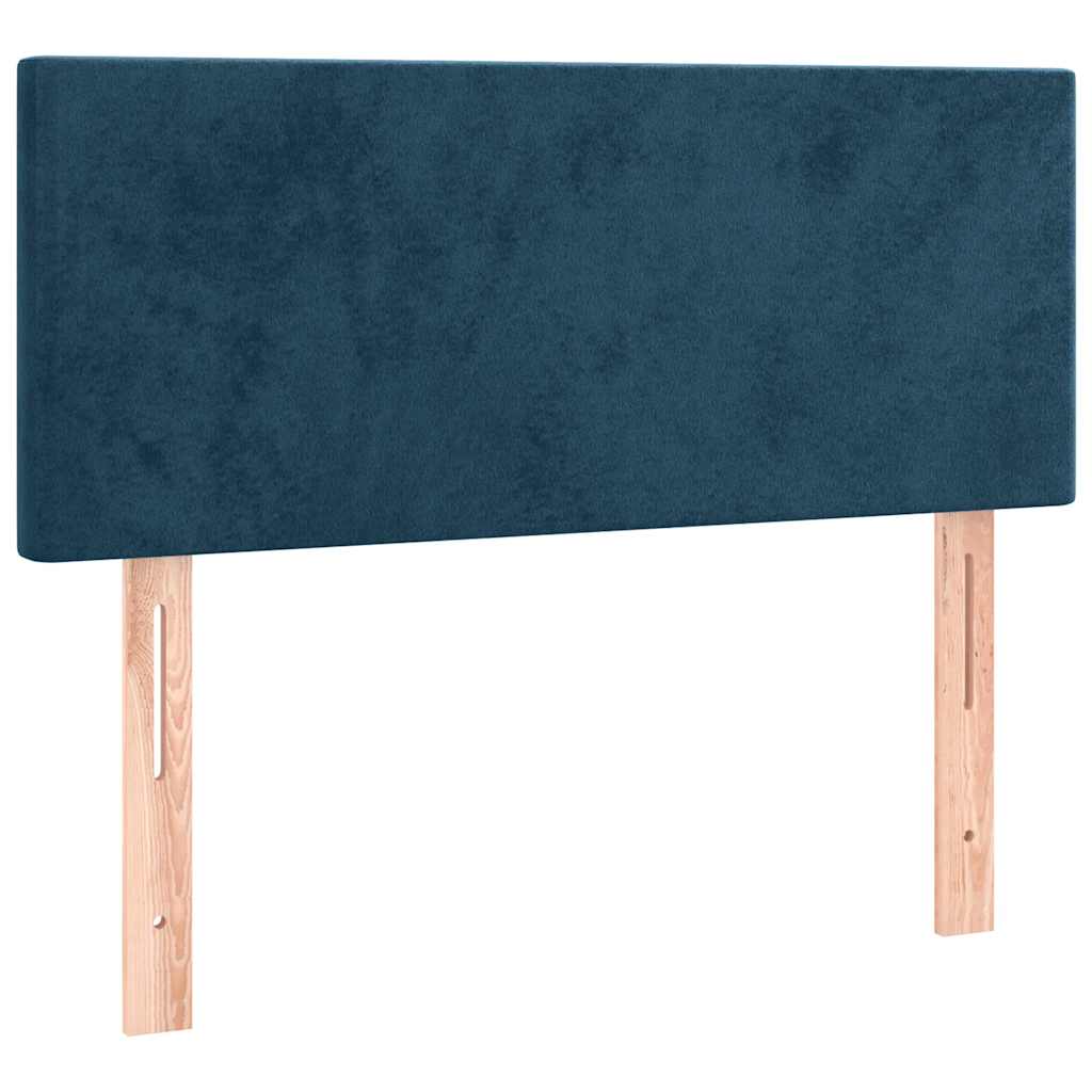 sötétkék bársony rugós ágy matraccal 90 x 200 cm