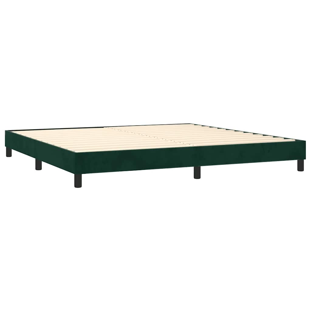 sötétzöld bársony rugós ágy matraccal 200x200 cm