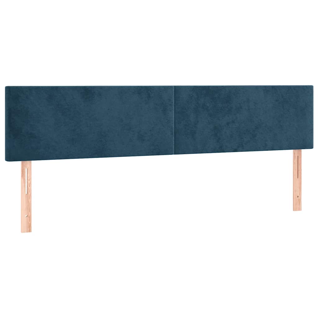 sötétkék bársony rugós ágy matraccal 200x200 cm