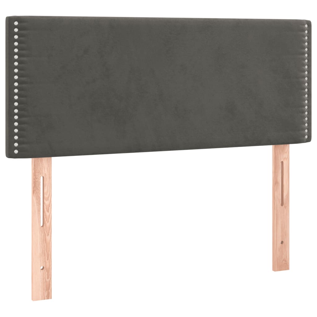 sötétszürke bársony rugós ágy matraccal 100 x 200 cm