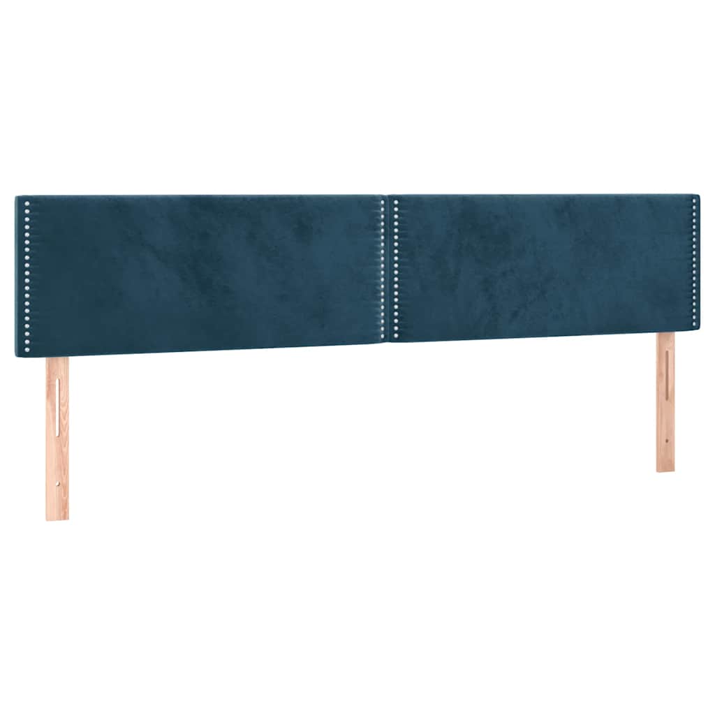 sötétkék bársony rugós ágy matraccal 200x200 cm