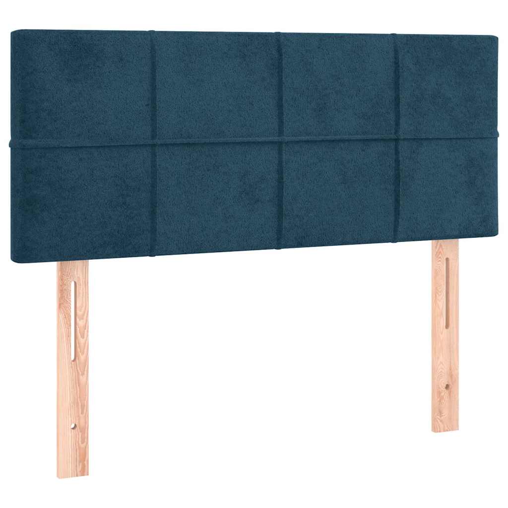 sötétkék bársony rugós ágy matraccal 100 x 200 cm