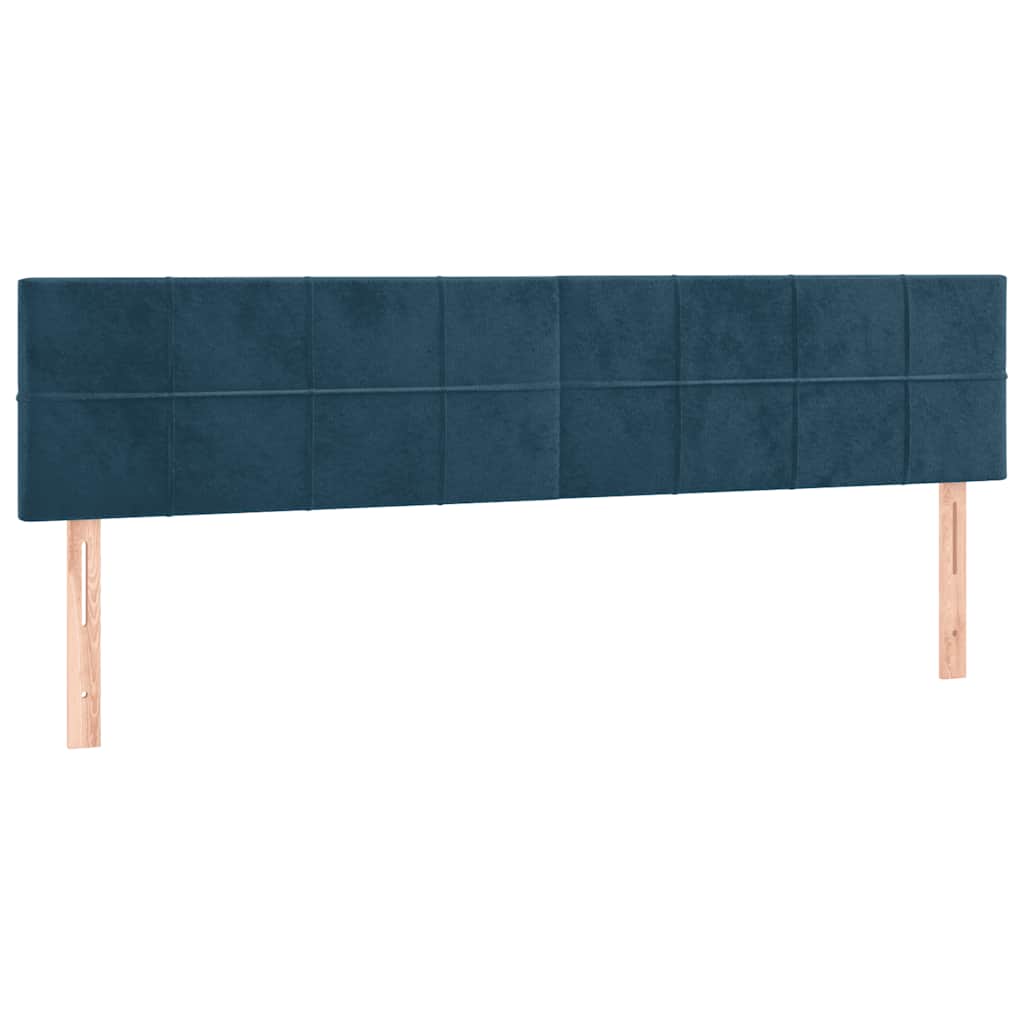 sötétkék bársony rugós ágy matraccal 160x200 cm