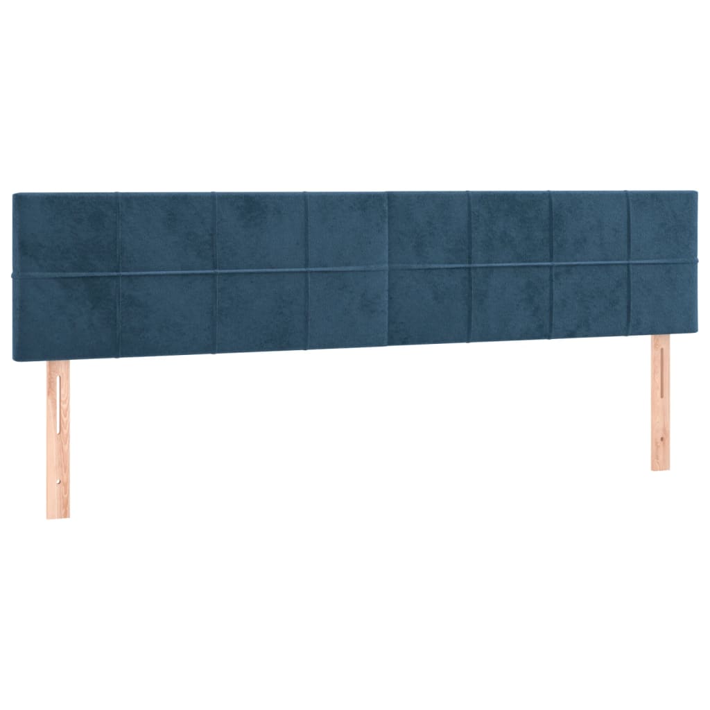 sötétkék bársony rugós ágy matraccal 200x200 cm
