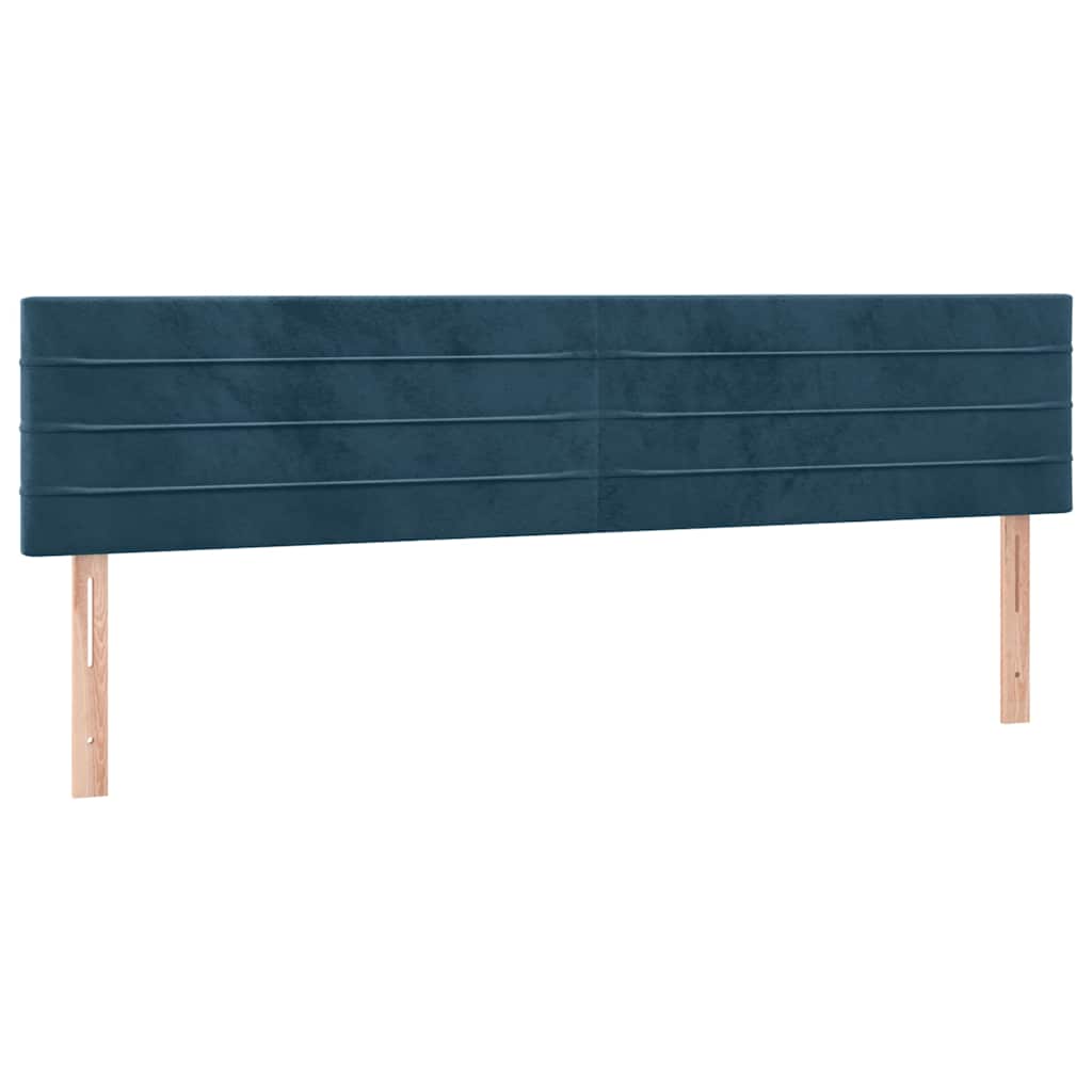 sötétkék bársony rugós ágy matraccal 200x200 cm