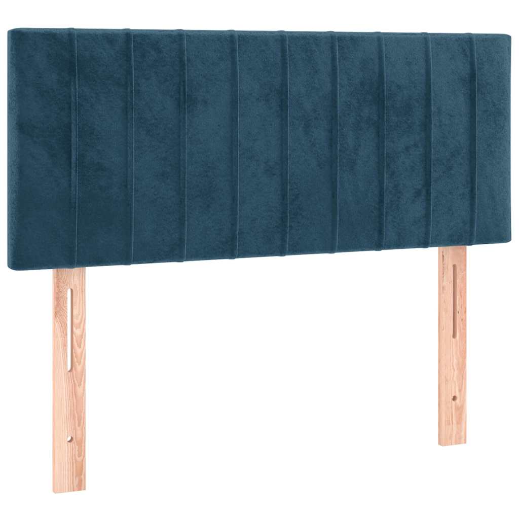 sötétkék bársony rugós ágy matraccal 80 x 200 cm