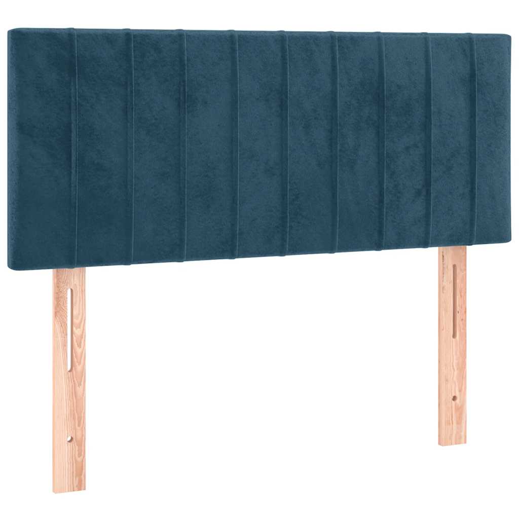 sötétkék bársony rugós ágy matraccal 90 x 200 cm
