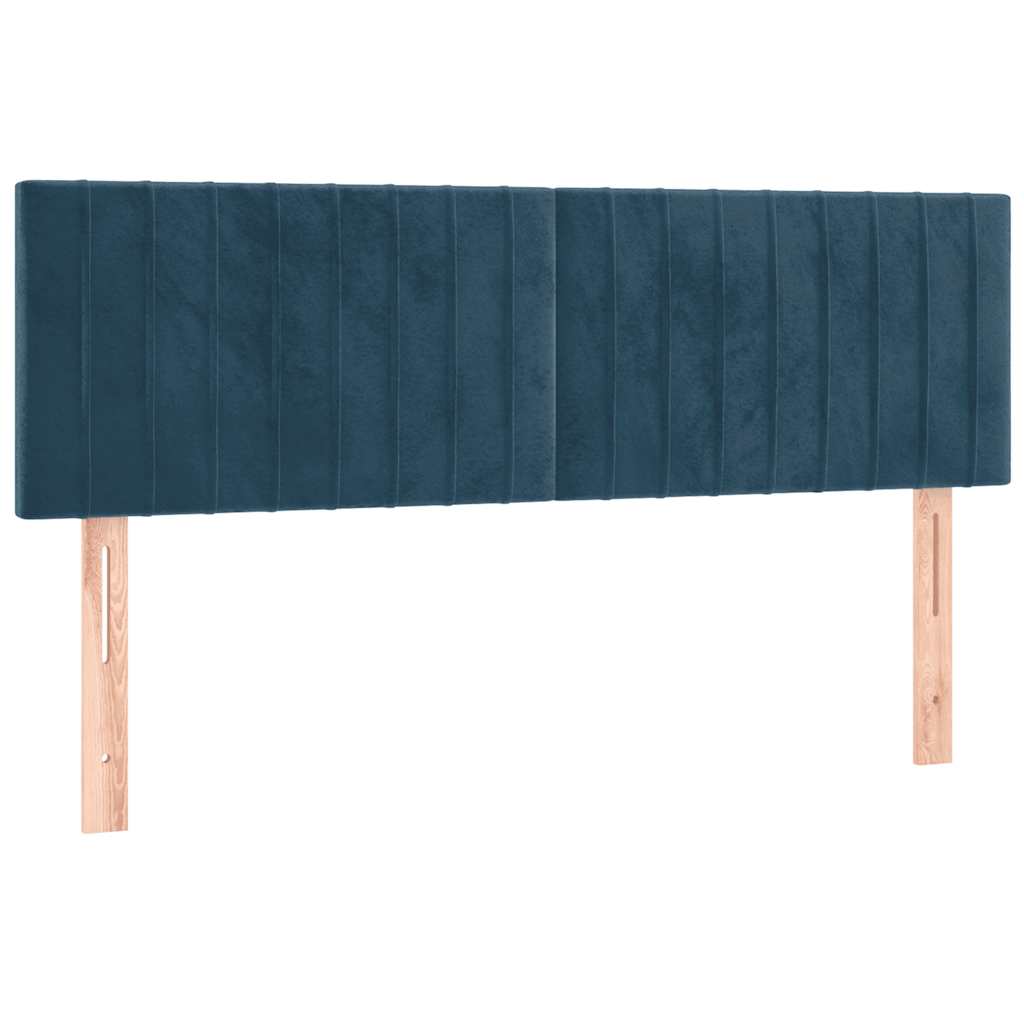 sötétkék bársony rugós ágy matraccal 140x190 cm