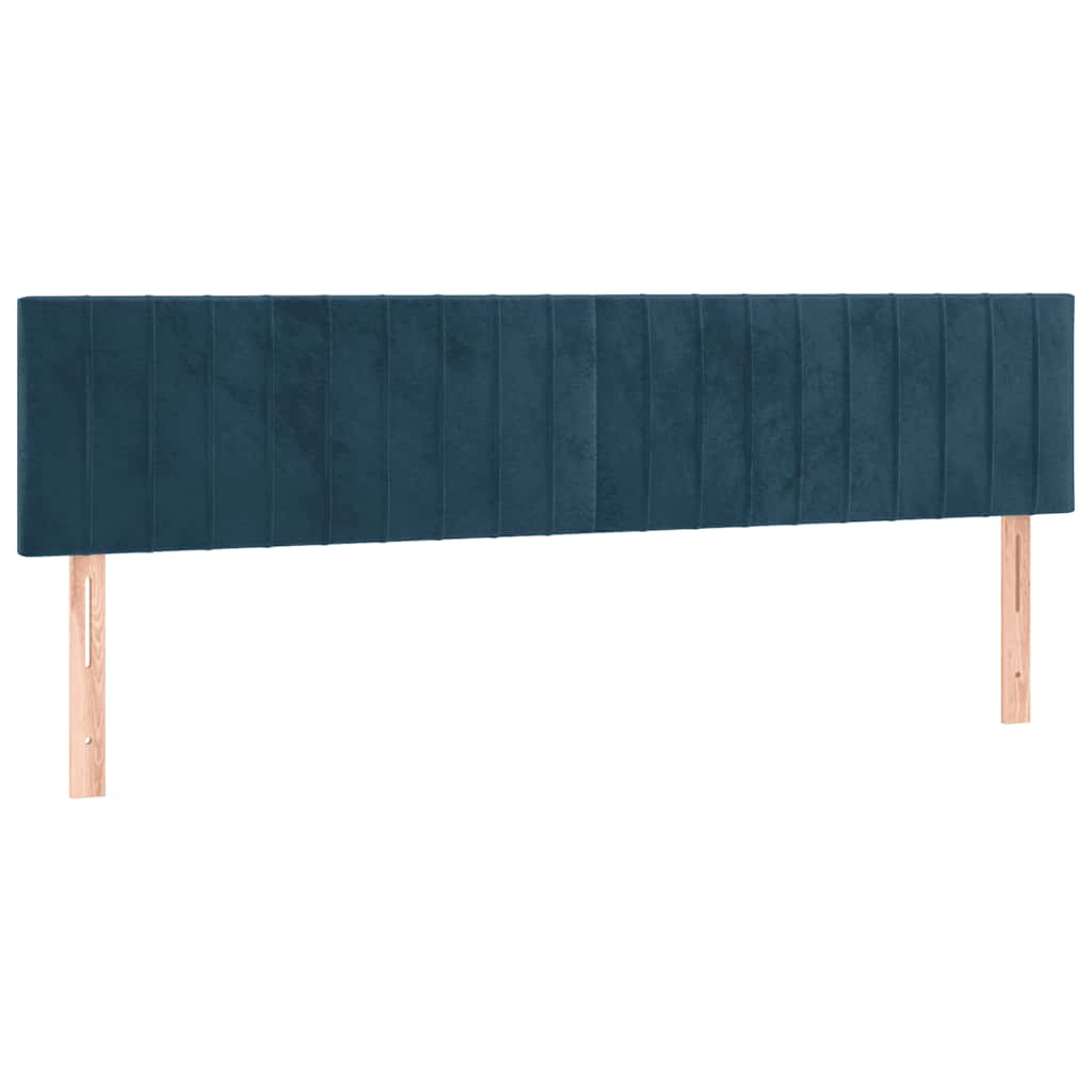 sötétkék bársony rugós ágy matraccal 180x200 cm