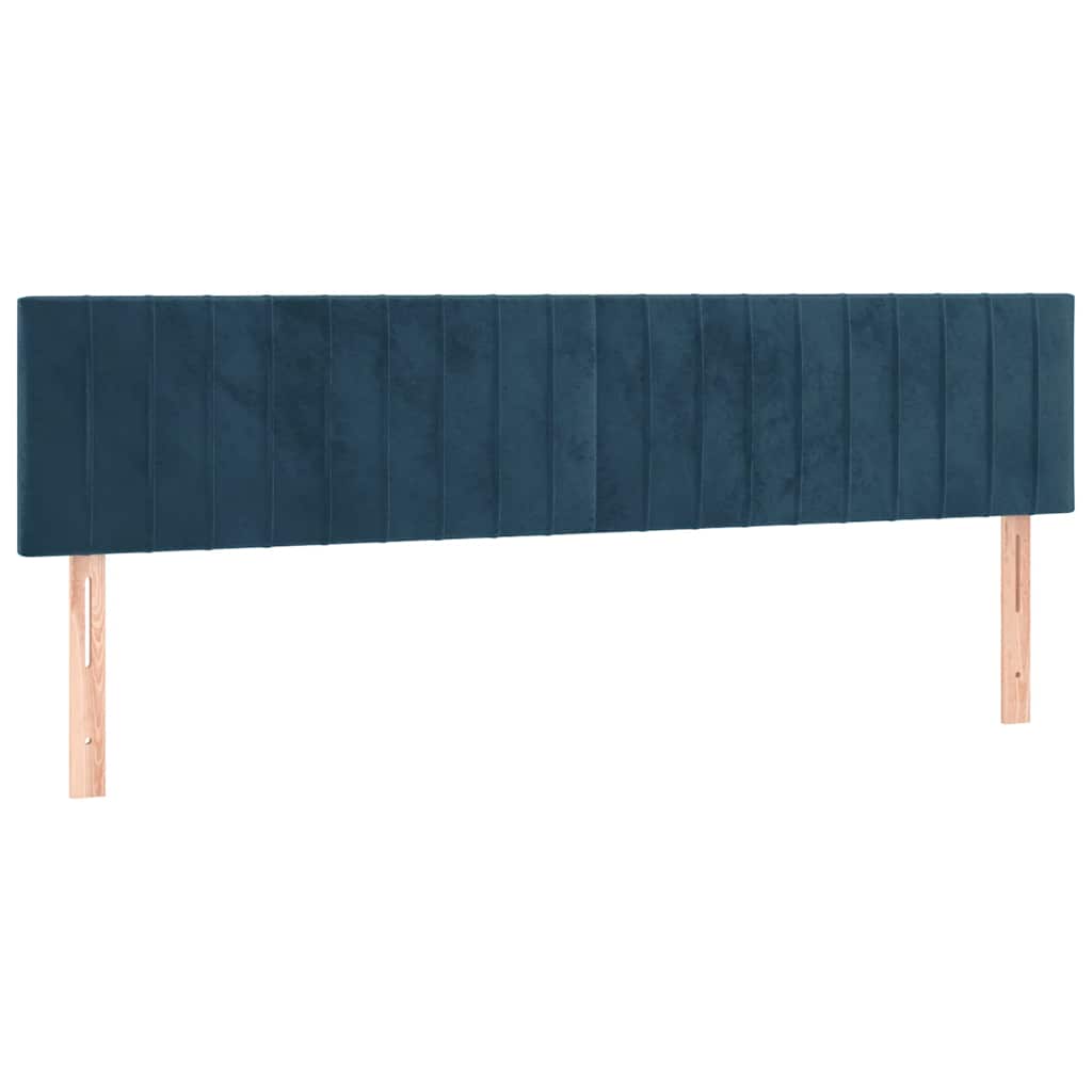 sötétkék bársony rugós ágy matraccal 200x200 cm