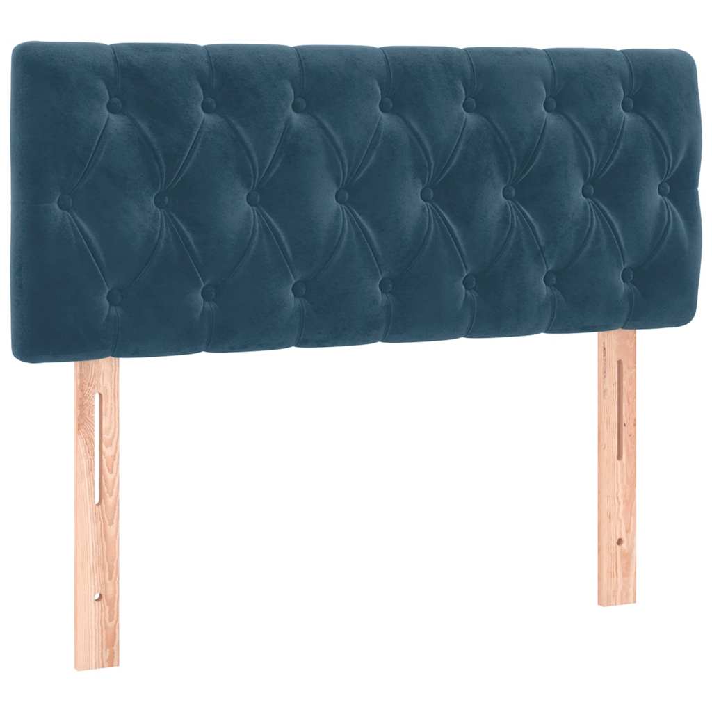 sötétkék bársony rugós ágy matraccal 100 x 200 cm