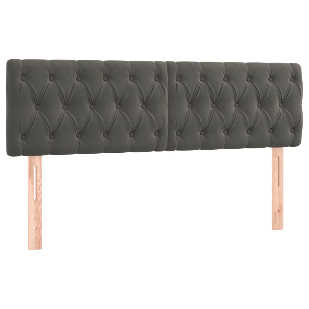 sötétszürke bársony rugós ágy matraccal 140x190 cm