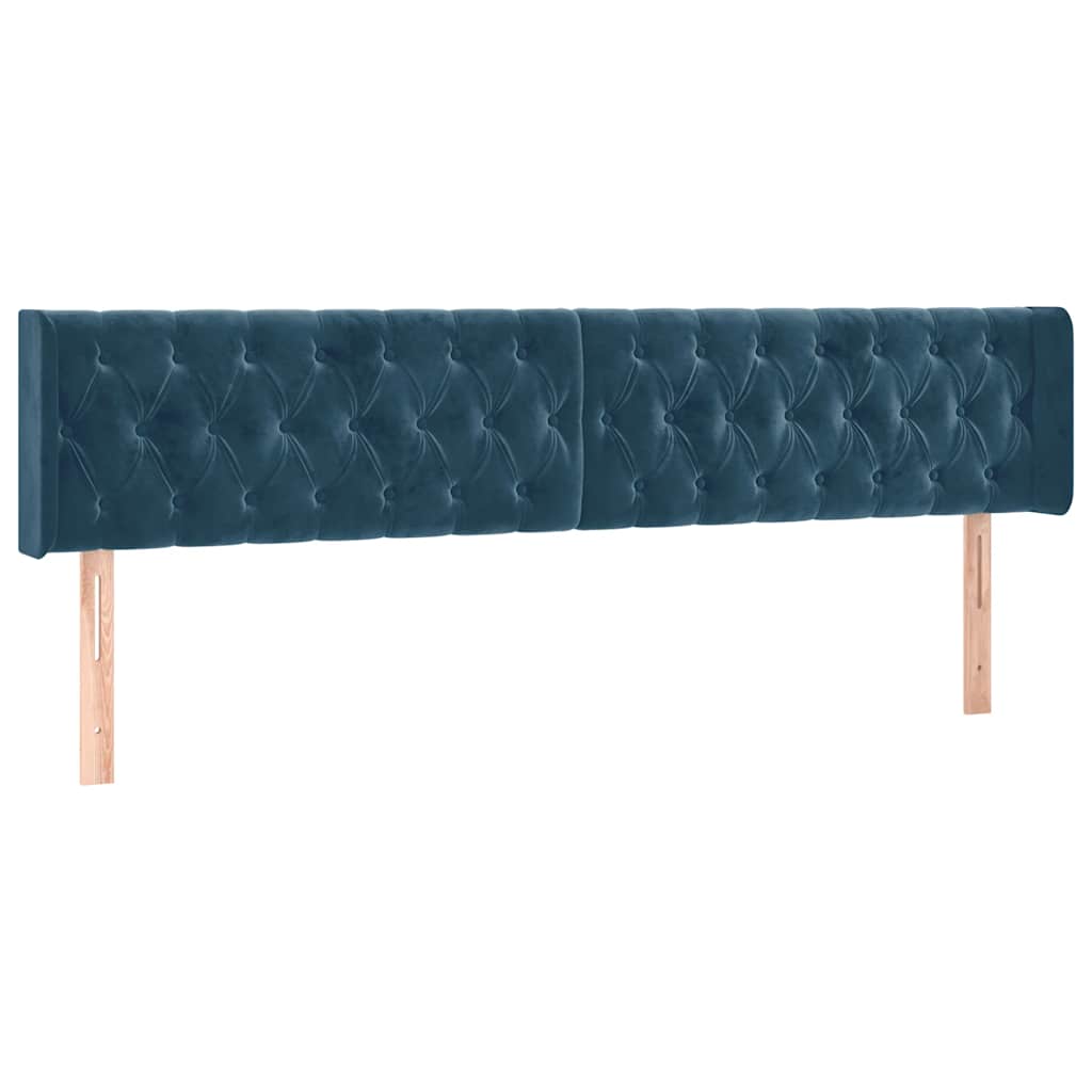 sötétkék bársony rugós ágy matraccal 200x200 cm