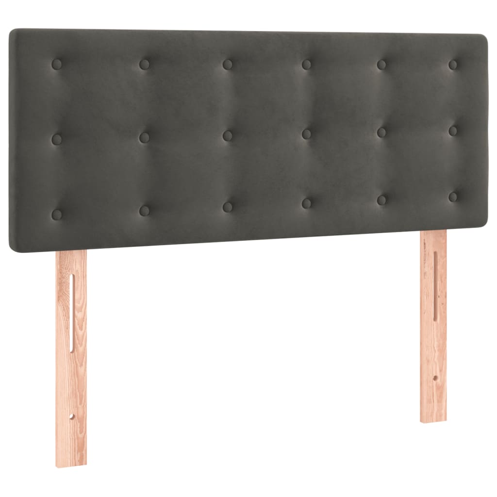 sötétszürke bársony rugós ágy matraccal 90x190 cm