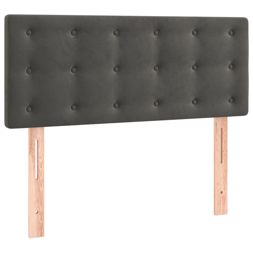 sötétszürke bársony rugós ágy matraccal 90 x 200 cm