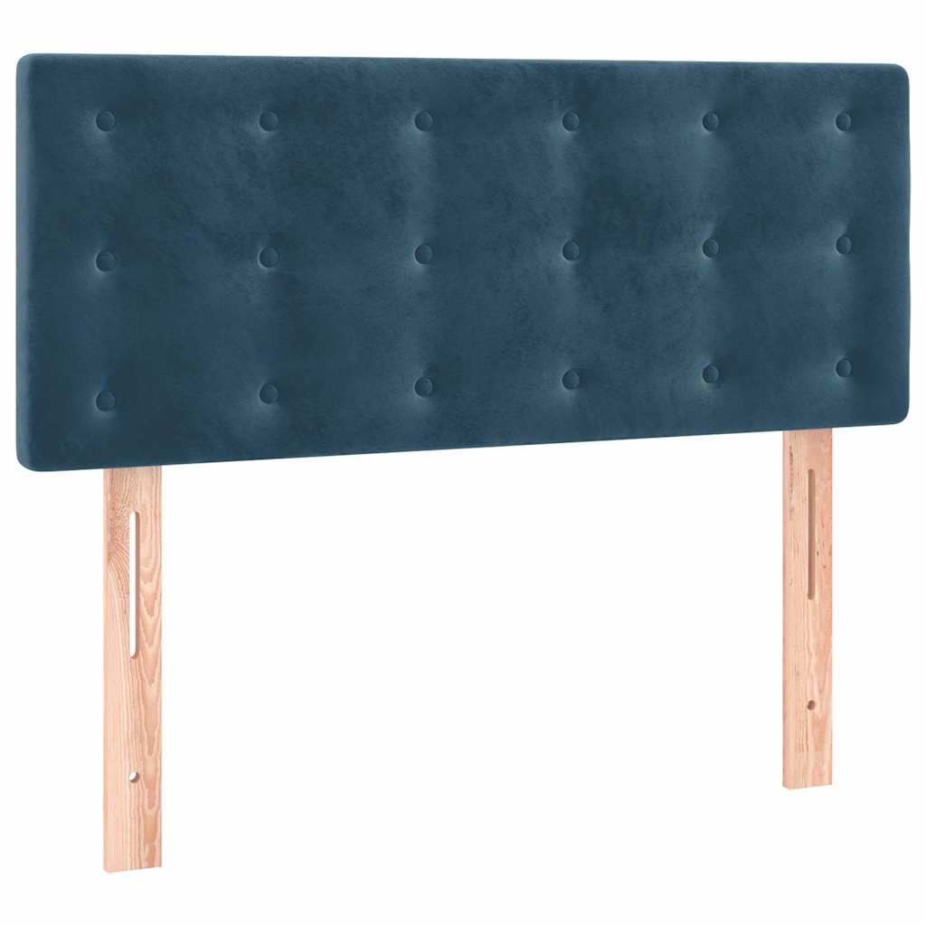 sötétkék bársony rugós ágy matraccal 90 x 200 cm