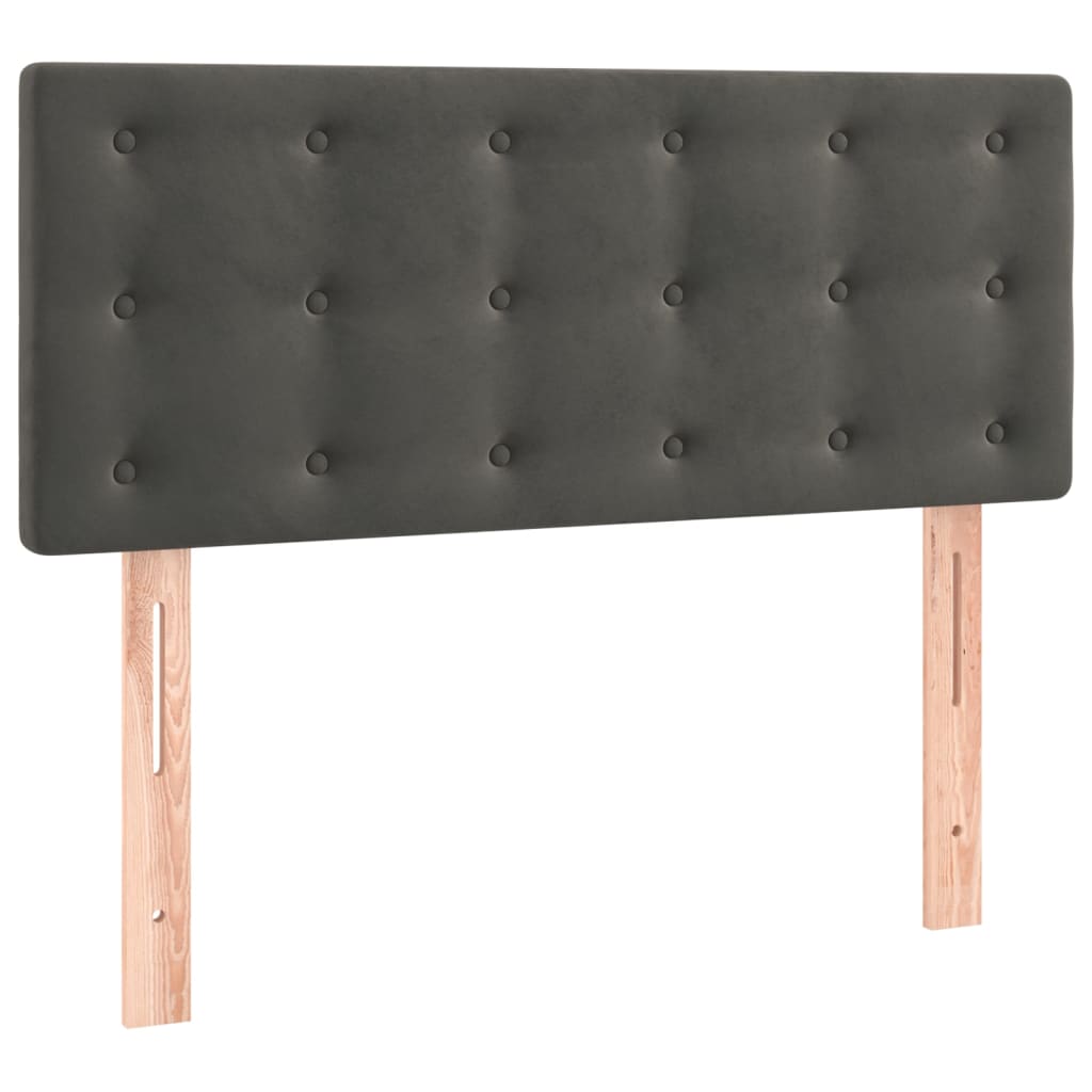 sötétszürke bársony rugós ágy matraccal 100 x 200 cm