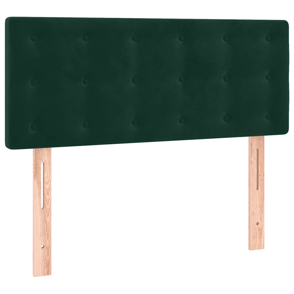 sötétzöld bársony rugós ágy matraccal 100 x 200 cm