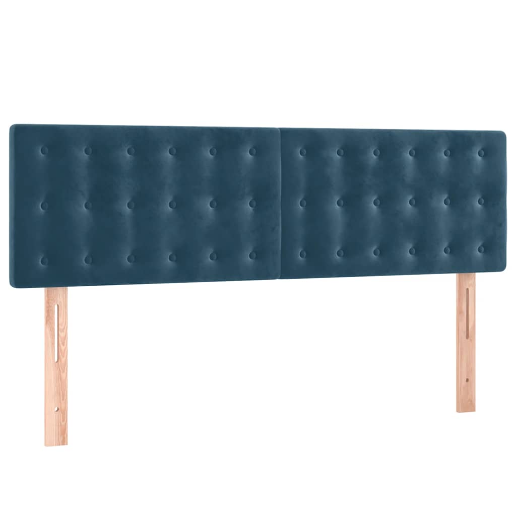 sötétkék bársony rugós ágy matraccal 140x190 cm