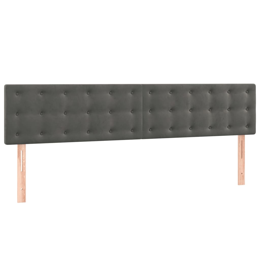 sötétszürke bársony rugós ágy matraccal 200x200 cm
