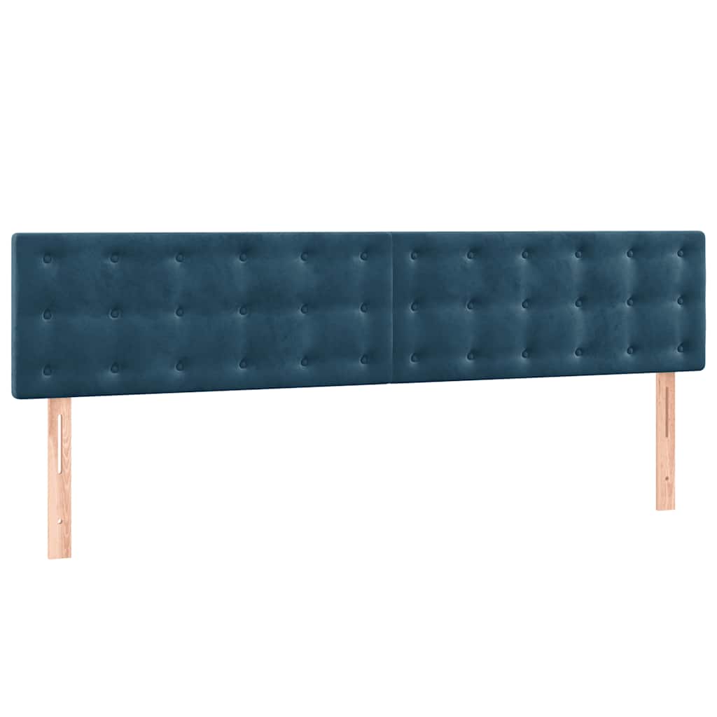 sötétkék bársony rugós ágy matraccal 200x200 cm
