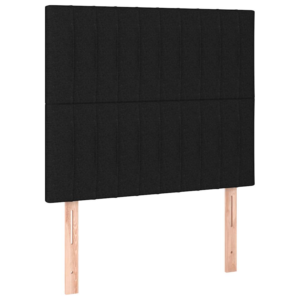 fekete szövet rugós ágy matraccal 90x200 cm