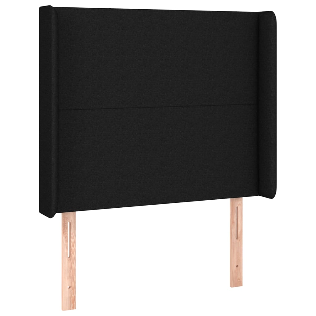 fekete szövet rugós ágy matraccal 100 x 200 cm