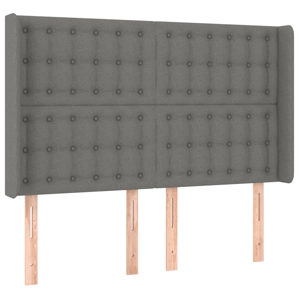sötétszürke szövet rugós ágy matraccal 140 x 190 cm