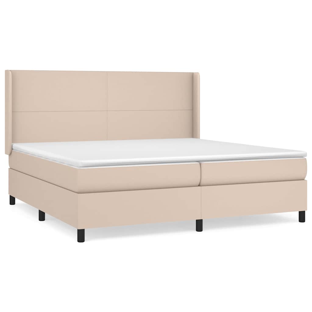 cappuccino színű műbőr rugós ágy matraccal 200 x 200 cm