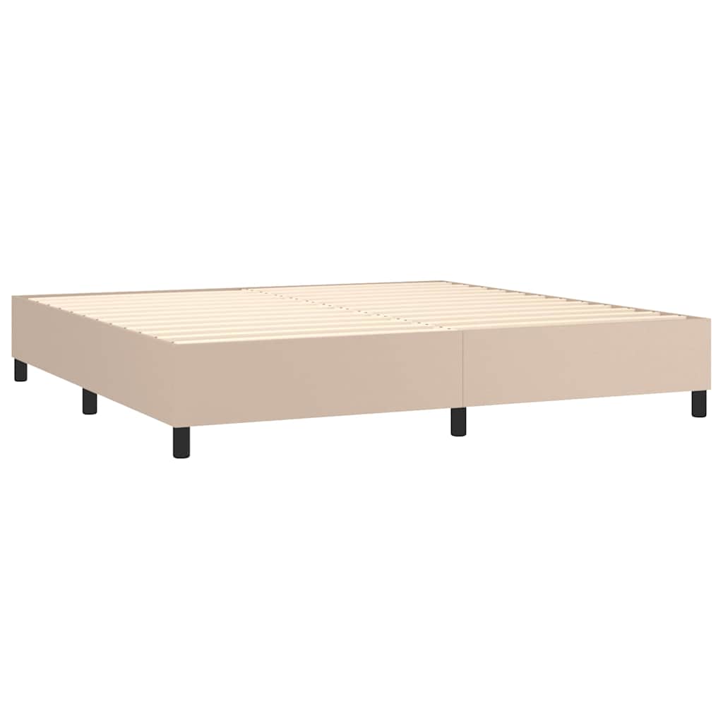 cappuccino színű műbőr rugós ágy matraccal 200 x 200 cm