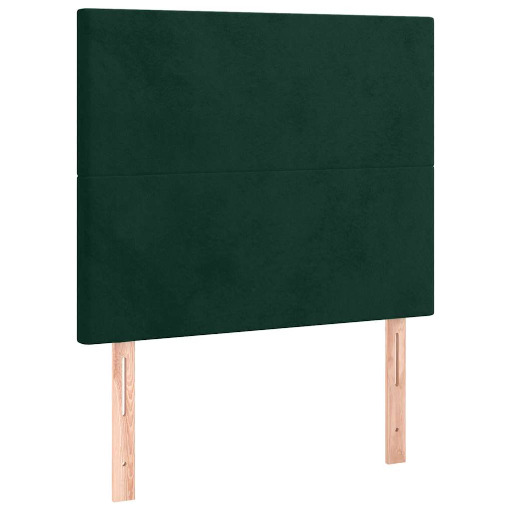 sötétzöld bársony rugós ágy matraccal 90 x 200 cm