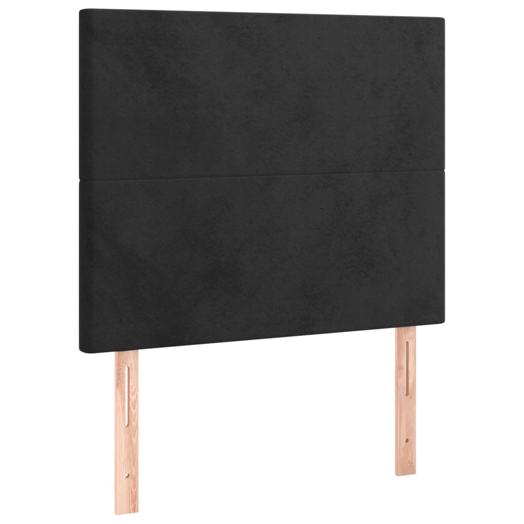 fekete bársony rugós ágy matraccal 100 x 200 cm